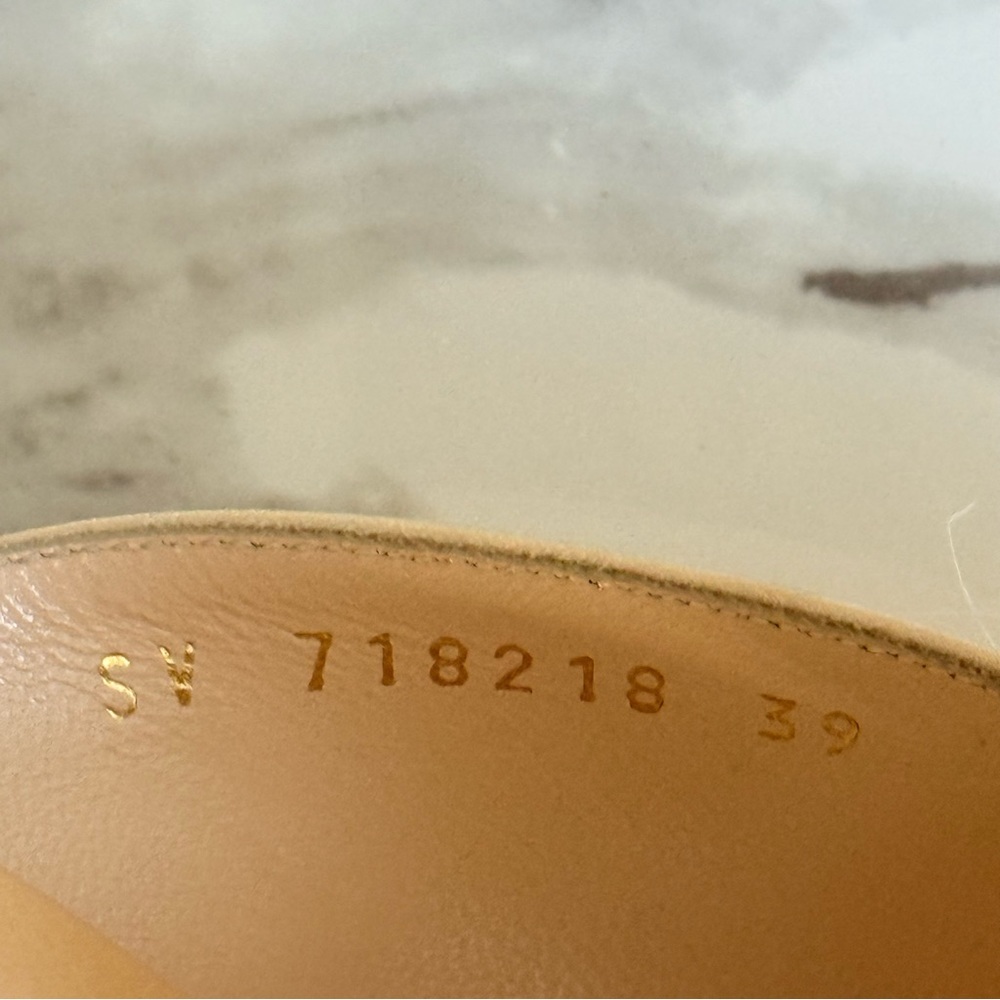 Saint Laurent Blanco 60 Mule Satin Feather Heel Nude Size 39 - Picture 5 of 7